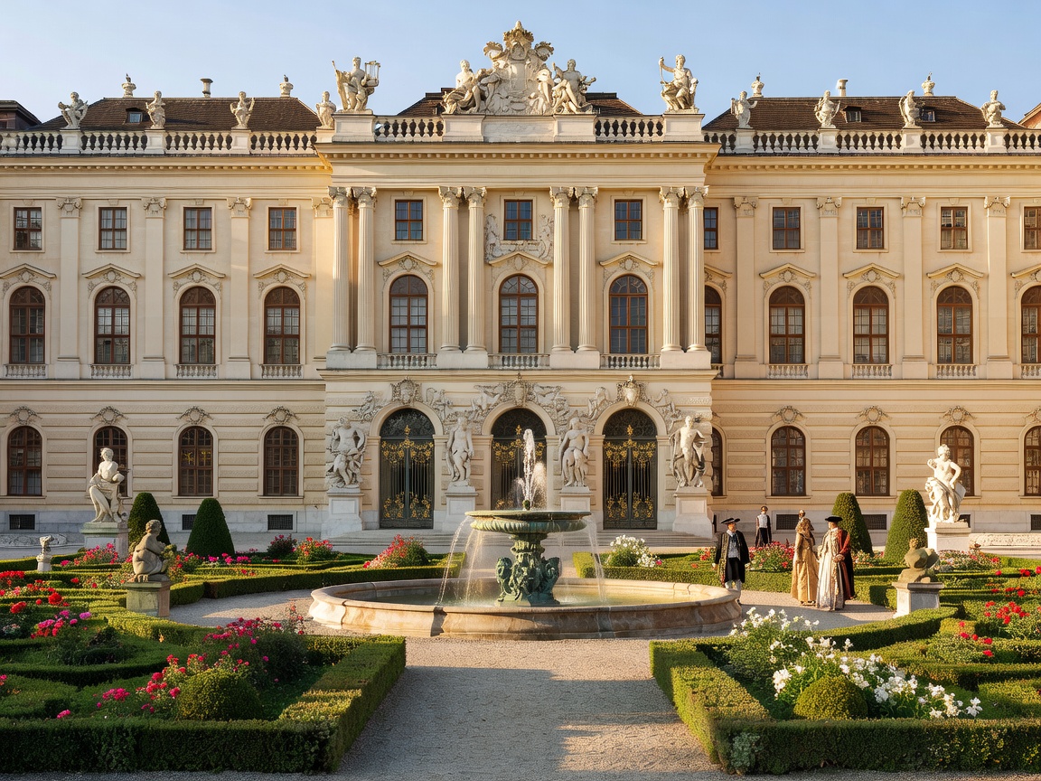 Baroque palace facade and formal gardens in Vienna's Innere Stadt district